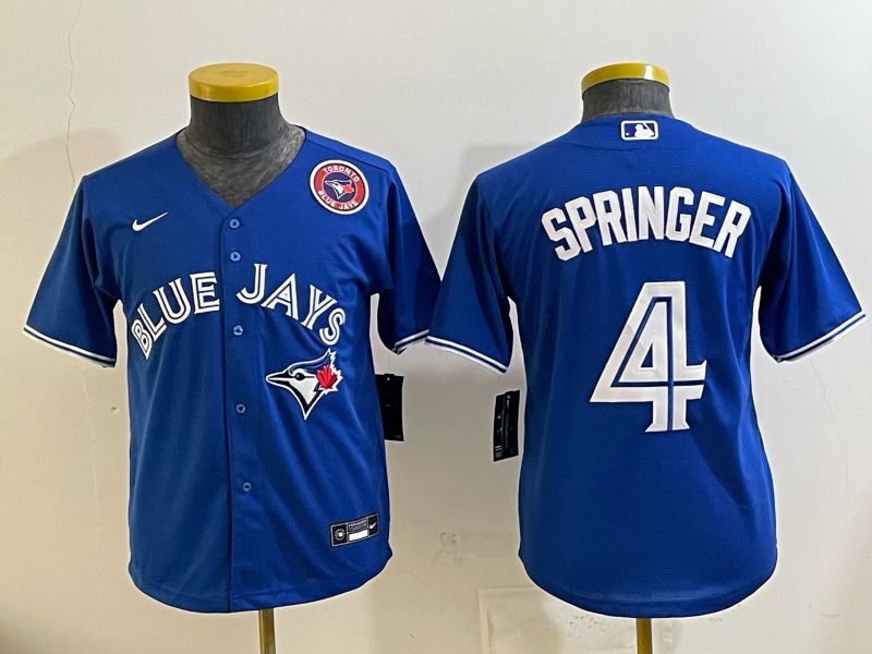 Youth 2025 Toronto Blue Jays #4 Springer blue Game Nike MLB Jersey style 05
